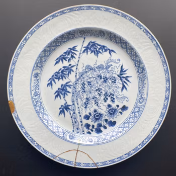 Antique Chinese blue and white charger, 18th century #1326