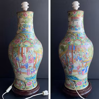 Antique Chinese vas/lamp rose mandarin, first half of the 19th c #1343