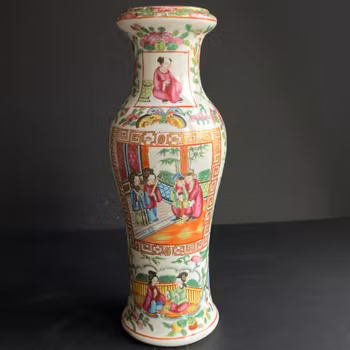 Antique Chinese rose mandarin vase 19th century #1348