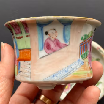 Antique Chinese Rose Mandarin planter flower pot, Qing Dynasty #1357
