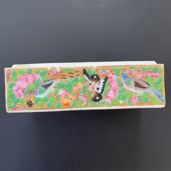 Antique Chinese rose mandarin brush box 19th century #1378