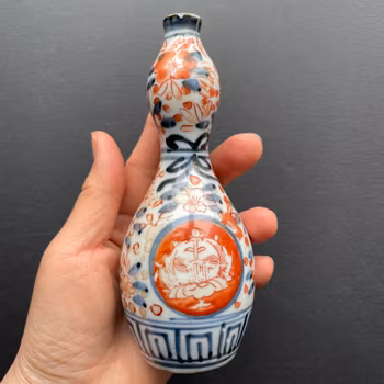 Antique Japanese gourd shaped vase, Meiji period, #1386