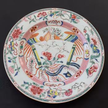 Antique Chinese famille rose plate, Yongzheng, 18th c #1393