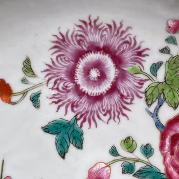 Antique Chinese famille rose plate, Qianlong, 18th c #1395
