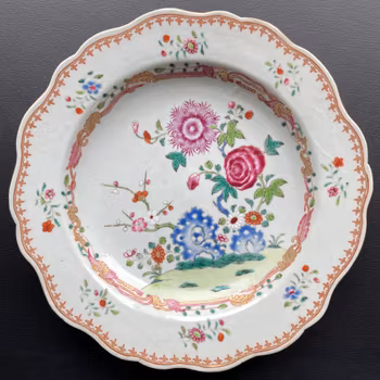 Antique Chinese famille rose plate, Qianlong, 18th c #1395