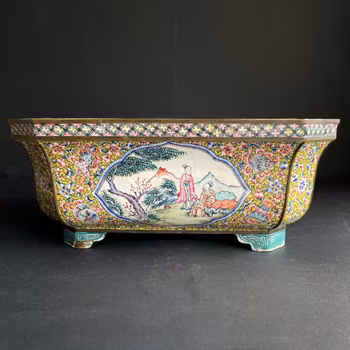 Antique Chinese Canton enamel planter, 19th century, Qing Dynasty #1397