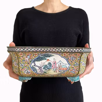 Antique Chinese Canton enamel planter, 19th century, Qing Dynasty #1397