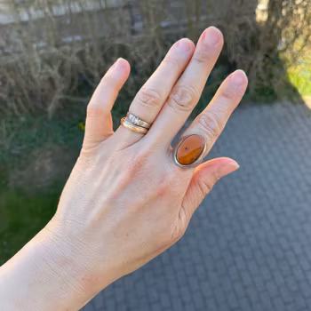 Vintage natural amber ring butterscotch danish design sterling silver 9g