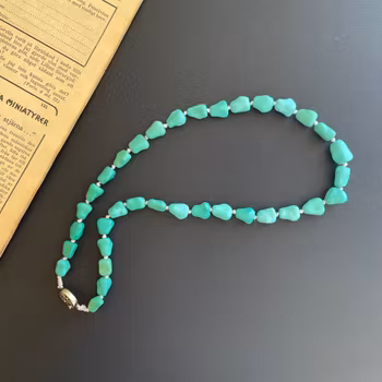 50's Vintage Chinese export to Sweden TURQUOISE necklace with silver clasp 39g