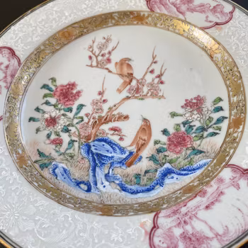 Antique Chinese famille rose plate, Yongzheng, 18th c #1417