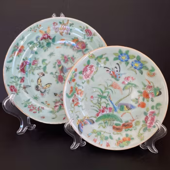 Two antique Chinese celadon plates, 19th century, #1430, 1431