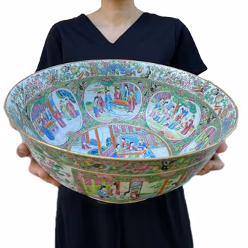 Antique Chinese rose mandarin punch bowl 19th century #1468