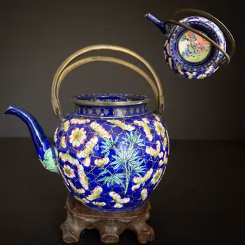 Antique Chinese Canton Hand Painted Enamel teapot, 19th c #1483