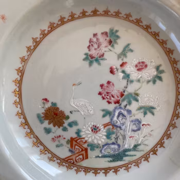 Chinese famille rose octagonal plate, Qianlong, 18th c #1485