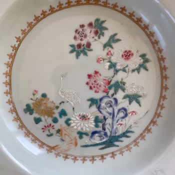 Chinese famille rose octagonal plate, Qianlong, 18th c #1486