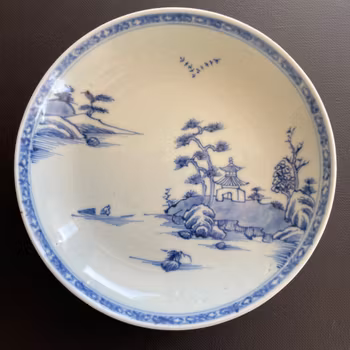 Chinese blue and white bowl and saucer dish, Nanking Cargo #1505