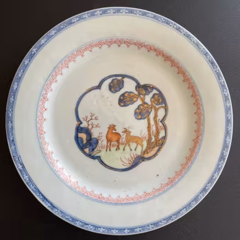 Chinese plate with two deers, Qianlong, 18th c #1507