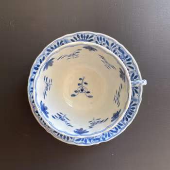 Chinese Antique Teacup & Saucer in blue and white, Late Qing Dynasty #1511