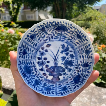 Chinese Antique Teacup & Saucer in blue and white, Late Qing Dynasty #1513