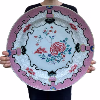 Large Chinese antique famille rose charger, Yongzheng period, 18th c #1516