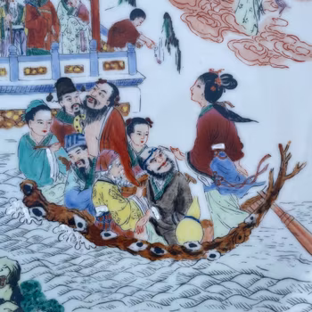 Large Vintage charger decorated with the eight immortals #1527