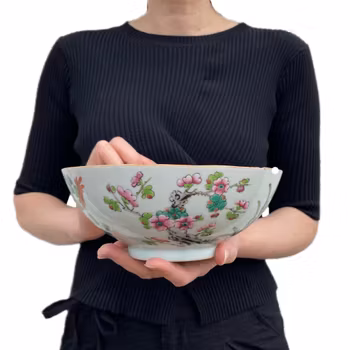Chinese Antique Porcelain bowl with four seasons flowers, Mid 19th c #1538