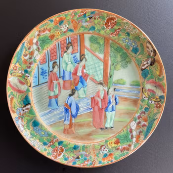 Chinese antique rose mandarin plate, Daoguang period, 19th c #1540