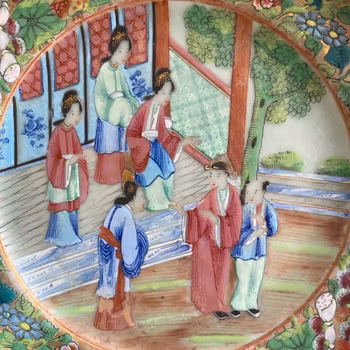 Chinese antique rose mandarin plate, Daoguang period, 19th c #1540