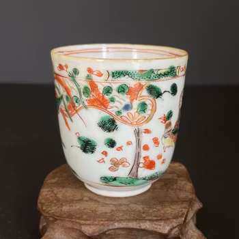 Chinese antique famille verte, wucai teacup, Kangxi/Yongzheng Period #1546