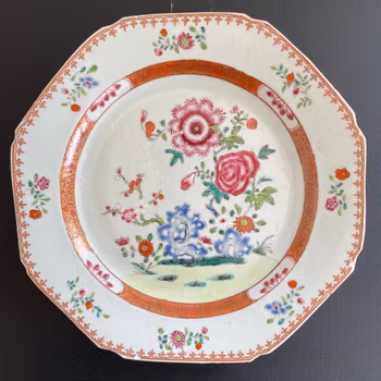Chinese Antique famille rose plate, Qianlong, 18th c #1547