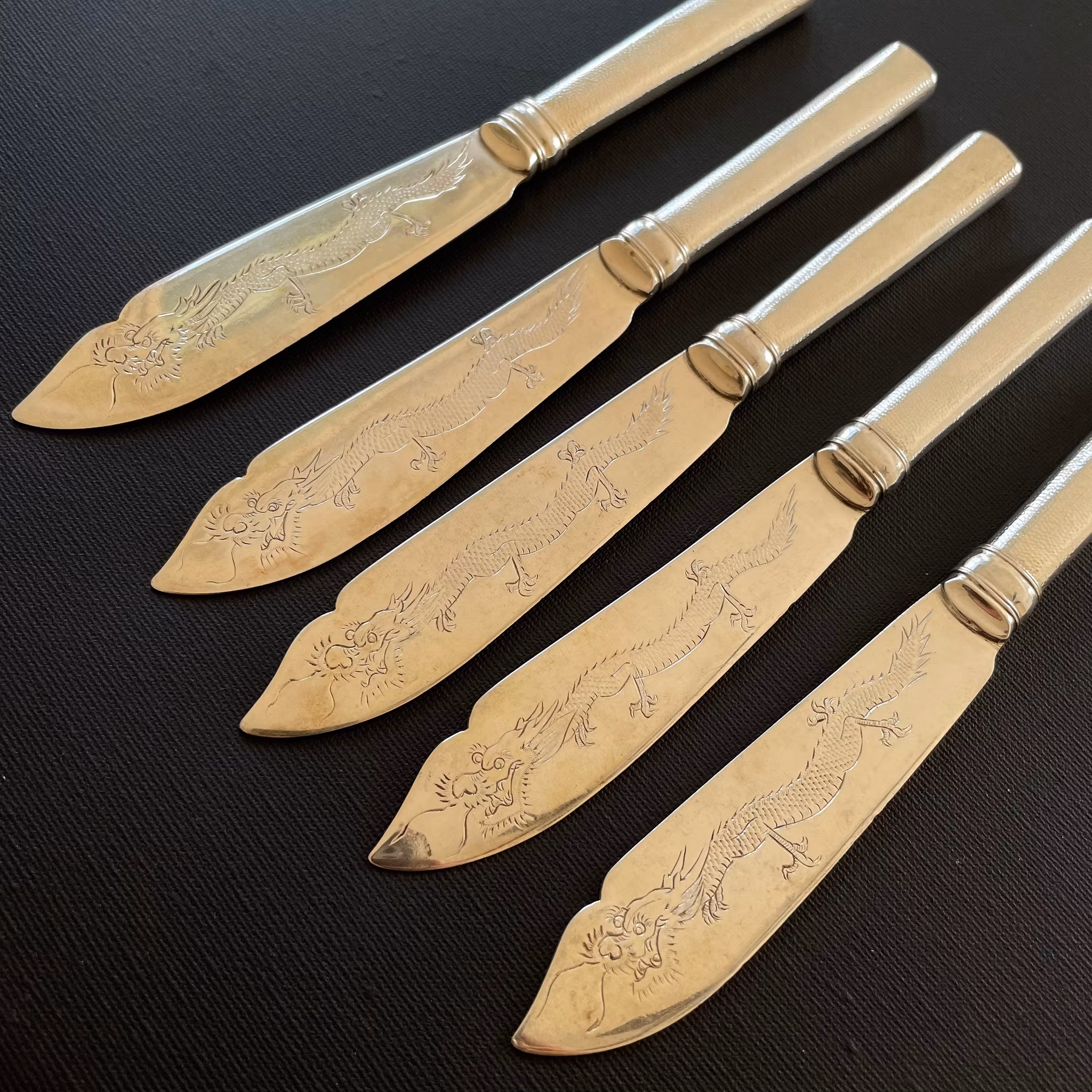 Antique Chinese export silver cutlery set, ZEE SUNG company Antique Chinese export silver cutlery set, ZEE SUNG company