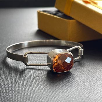 Scandinavian design modernist handmade solid silver bangle