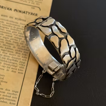 Vintage Sterling Silver 925 bracelet bangle Taxco Miguel Melendez Modernist 73g