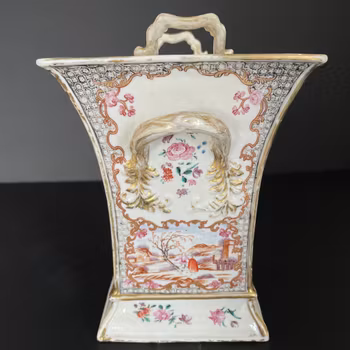 Chinese antique bough / Tulip vas rose mandarin, Qianlong Period #1556