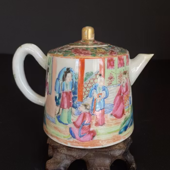 Chinese Antique rose mandarin teapot 19th century #1572