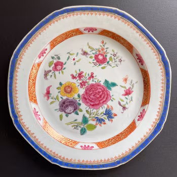 Chinese Antique famille rose plate, Qianlong, 18th c #1549