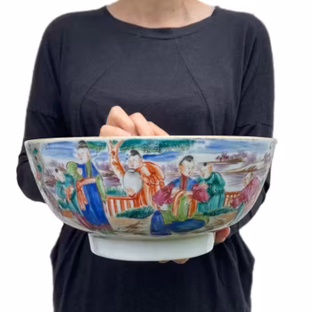 Chinese Antique rose mandarin punch bowl 18th century #1589