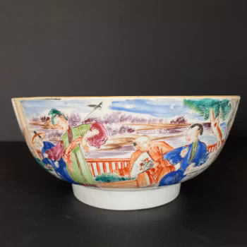 Chinese Antique rose mandarin punch bowl 18th century #1589