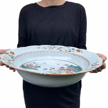Chinese Antique famille rose porcelain basin & handwash, Qianlong #1607