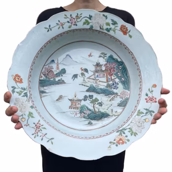 Chinese Antique famille rose porcelain basin & handwash, Qianlong #1607