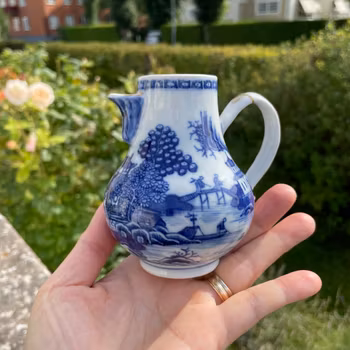 Chinese Antique blue and white creamer, Qianlong 18th c #1636