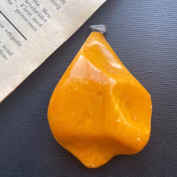 Antique Vintage natural amber pendant egg yolk from Denmark hand polished big 27