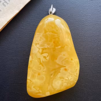 Natural amber pendant from Denmark baltic amber hand polished big 39g