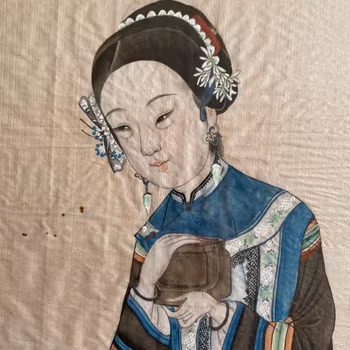 Antique Chinese painting on silk, Qing Dynasty #1272