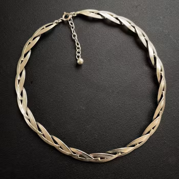 Vintage Scandinavian design solid 830 silver necklace choker#1656
