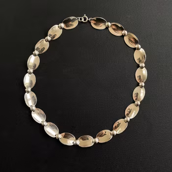 Vintage Scandinavian Swedish design solid 830 silver necklace choker 50's #1657
