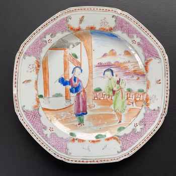 Chinese Antique Rose Mandarin Plate,18th C, Qianlong period #1720