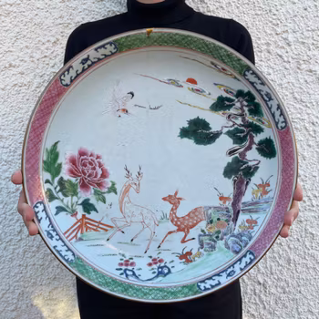 Chinese Antique Famille Rose deep mouth plate, 18th C Yongzheng period #1733