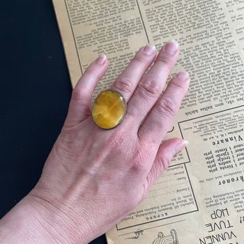 Vintage natural amber ring Danish design sterling silver #1752