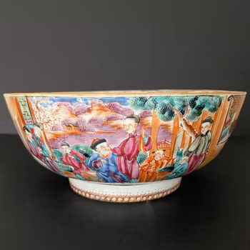 Chinese Antique rose mandarin punch bowl 18th century Qian Long period #1760